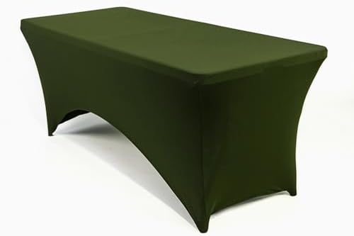 MDS® Pack of 2 Spandex Tablecloth 4FT Tight Fitted Stretch Table Cover – Washable Wrinkle-Free Reusable Elastic Patio Tablecloth for Wedding, Party, Banquet, Trade Show, Event Décor - Olive Green by MDS