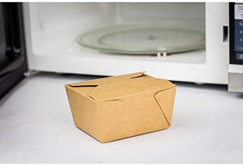 Karat FP-FTG30K 30 fl.oz. 4.3" x 3.5" x 2.4" Fold-to-Go Box #1, Kraft (Pack of 450) - Image 2