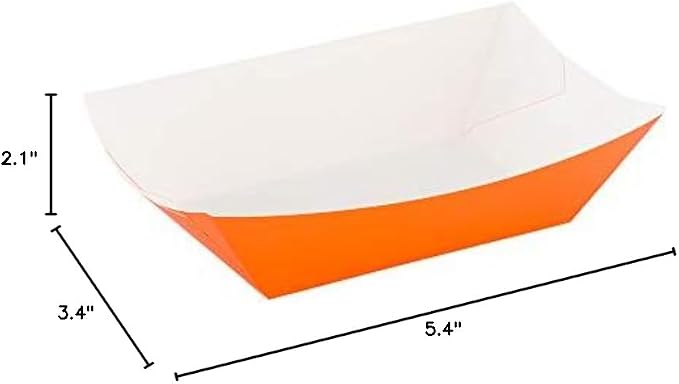 Restaurantware-Bio Tek 1 Pound Food Trays, 200 Disposable Paper Food Trays - Heavy-Duty, Greaseproof, Orange Paper Food Boats, For Snacks, Appetizers, Or Treats, Use At Parties Or Carnivals - Image 7