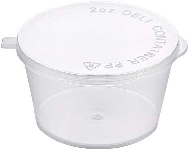 Brightalk [2 oz. - 100 Sets] Disposable Plastic Portion Cups with Lids, Stackable Airtight Dressing Container To Go, Jello Shot Cups Souffle Cups Sauce Cups - Image 2