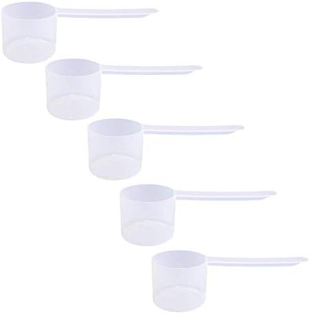 Plastic Measuring Scoop, 4 Tablespoon (60 cc | 1/4 Cup | 2 oz. | 60 mL) Long Handle Spoons for Powders, Granules, Coffee, Pet Food, Baking Supplies, Protein and Other Dry Goods, BPA Free (Set of 5) by TheScoopie
