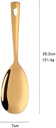 6 Pcs Gold Salad Spoon, Stainless Steel Titanium Plated Salad Servers Set Heavy Duty Mirror Polished Modern Spoons for Home, Kitchen and Restaurant(10.3 inches/26.2cm) - Image 2