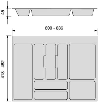Emuca - Cutlery tray for drawer, cutlery tray drawer wide module 70 cm - Image 6