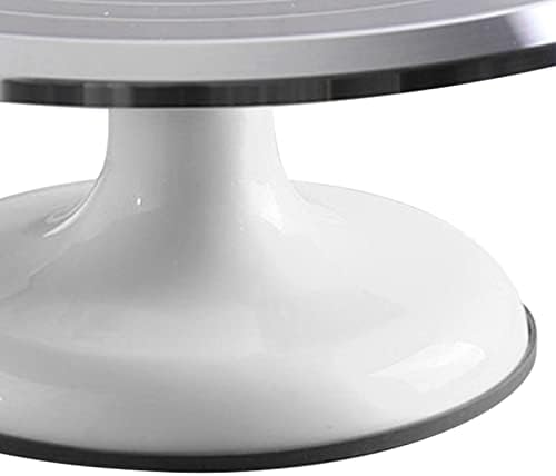 Revolving Cake Decorating Stand, Silent Bearing Cake Turntable 10 Inch Sturdy Rounded Edges Professional Aluminum Alloy for Cake Decorating Supplies (White) - Image 5
