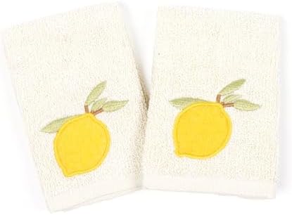 MUkitchen Cotton Dish Cloth Set with Scrubber, 12x12 in, 2 Pack (Lemon)