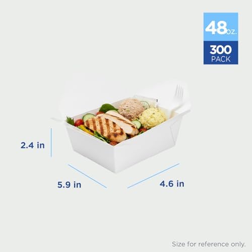 Karat FP-FTG48W 48 fl.oz. 5.9" x 4.6" x 2.4" Fold-to-Go Box #8,.White (Pack of 300) - Image 2