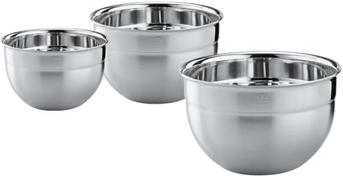 Rosle 15700 Stainless Steel 3 Piece Set for Mixing Prep Serving Bowls (1.7qt, 3.3qt, 5.7qt) by Rosle