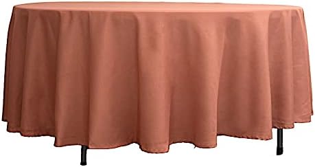 BalsaCircle 10 pcs 108 inch Terracotta Round Washable Polyester Easy-Care Tablecloth for Indoor and Outdoor Bridal Shower Wedding Events Kitchen Dining by BalsaCircle