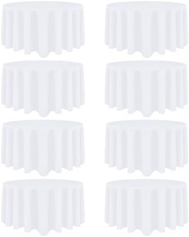 8 Packs 108 Inch White Round Tablecloth by Heneger