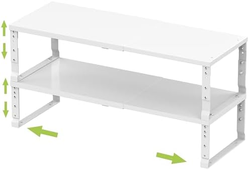 Jojocross Expandable Stackable Spice Rack Organizer for Kitchen Cabinet,Adjustable Counter Shelf, countertop, Pantry,Cupboard,Bathroom,Bedroom(2Packs/White/Medium) by JOJOCROSSHIGHQUALITYLIFE