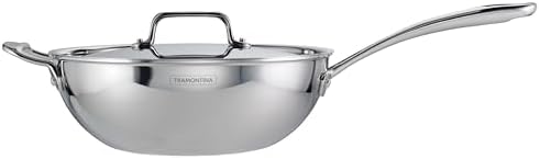 Tramontina Utsava Tri-Ply Clad Stainless Steel 3.75-Quart Wok with Lid - Image 6