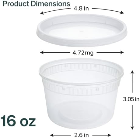 Reusable Plastic BPA-Free Food Storage Deli Container Leak‑Proof | 16oz, 36 set, Heavy Duty, Microwave, Freezer & Dishwasher Safe, Stackable - Image 3