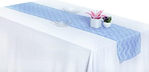 MDS Pack of 5 Wedding 12 x 108 inches Lace Table Runner for Wedding, Decorations for Birthday Parties, Banquets, Graduations, Engagements, and Runners fit Rectangle, Round Table- Baby Blue - Image 3