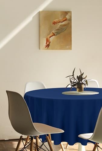 12 Pack Navy Blue Round Tablecloths, 90 Inch Polyester Table Cloth - Image 6
