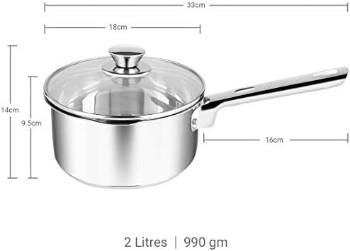 Penguin Home Professional Induction-Safe Saucepan with Lid, Stainless Steel, 18 cm, 2 L - Image 4