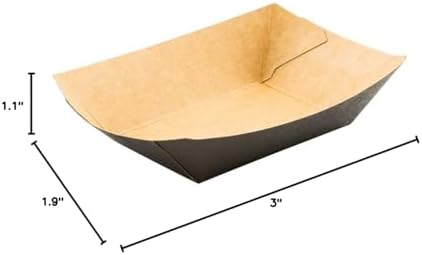 Restaurantware-Bio Tek 4 Ounce Paper Boats, 50 Disposable #25 Food Trays - PE Lining, Durable, Black Paper Food Baskets, For Concession Stands, Picnics, or Fairs, Stackable - Image 2