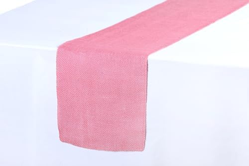 MDS® Pack of 20 Natural Burlap Table Runner, 12 x 72 Inch, Jute Rustic Farmhouse Boho Table Decor for Wedding Reception, Dining Table, Bridal Shower, Baby Shower & Party Decorations - Pink - Image 3
