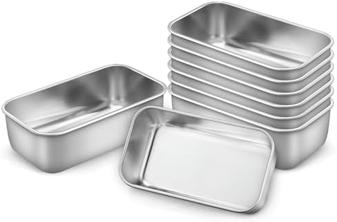 LIANYU 6.3 x 3.5 In Stainless Steel Mini Loaf Pan for Baking Bread, 8 Pack | Small Loaf Tin for Homemade Meatloaf, Loaf Baking Pan Perfect for Banana Sourdough Sandwich, Dishwasher Safe by LIANYU
