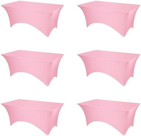 BRILLMAX 6 Pack Pink Spandex Table Covers for 6ft Rectangle Tables by BRILLMAX