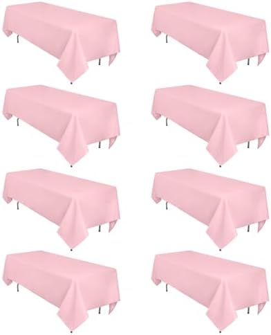 8 Pack Pink Tablecloth Rectangle 60 x 102 Inch for 6 Foot Tables by Heneger