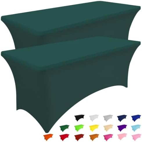 Smiry 2Pack Spandex Table Cloth 6FT,Elastic Fitted BlackishGreen Tablecloth by Smiry