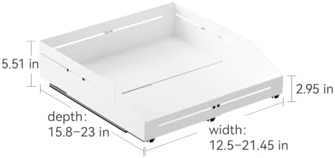Pull Out Cabinet Organizer 15.8"-23"D&12.5"-21"W Raised Walls White - Image 2