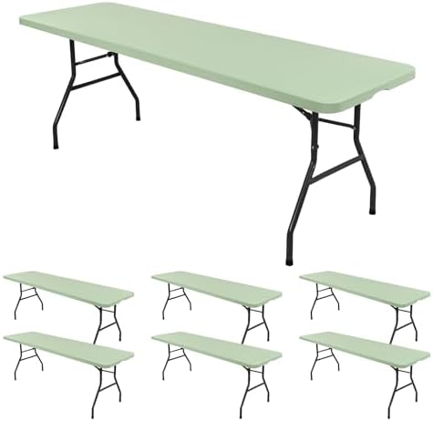 6 Pack Stretch Table Top Cap Cover, Sage Green, 30" x 96" by REWOMC