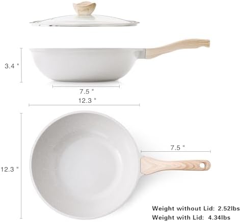 Kordisen Ceramic Wok Pan, 12 Inch Nonstick Wok with Lid, Healthy Non Toxic Woks & Stir-fry Pans for Cooking, Induction Cookware, PFOA & PFAS Free (Grey) - Image 6