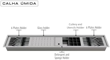 Calha Umida Stainless Steel Top Mounted Dish Drying Rack, Space-Saving Dish Rack, Dish Racks for Kitchen Counter, Durable Stainless Steel Kitchen Drying Rack with a Cutlery Holder 5M DPTE - Image 4