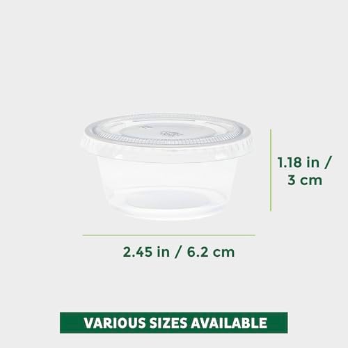 Freshware Plastic Portion Cups with Lids [2 Ounce, 400 Set] Disposable Plastic Cups for Meal Prep, Salad Dressing, Jellos Shot Cups, Souffle Cups, Condiment and Dipping Sauce Cups - Image 3