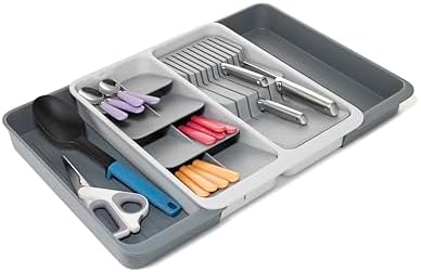 Joseph Joseph DrawerStore Expanding Tiered Flatware Cutlery Tray with Knife Organizer, Expandable In-Drawer Space-Saving Kitchen Storage, Recycled Plastic by Unknown