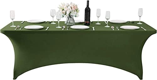 MDS® Pack of 10 Spandex Tablecloth 6FT Tight Fitted Stretch Table Cover – Washable Wrinkle-Free Reusable Elastic Patio Tablecloth for Wedding, Party, Banquet, Trade Show, Event Décor - Olive Green - Image 2
