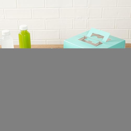 Restaurantware-Cater Tek 9 x 9 x 3.5 Inch Cake Boxes, 50 Take Out Containers - Display Window, Pop-Up Handles, Turquoise Paper Pastry Boxes, Grease Impermeable, Shipped Flat - Image 3