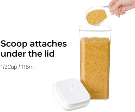 Felli Flip Tite Acrylic Food Storage Container with Lid 6” XL Air Tight Ring Seal Flip Top, Plastic Kitchen Baking Canister for 5 lb Flour Sugar Rice Protein Powder Pantry Organizer (Nest-M, White) - Image 7