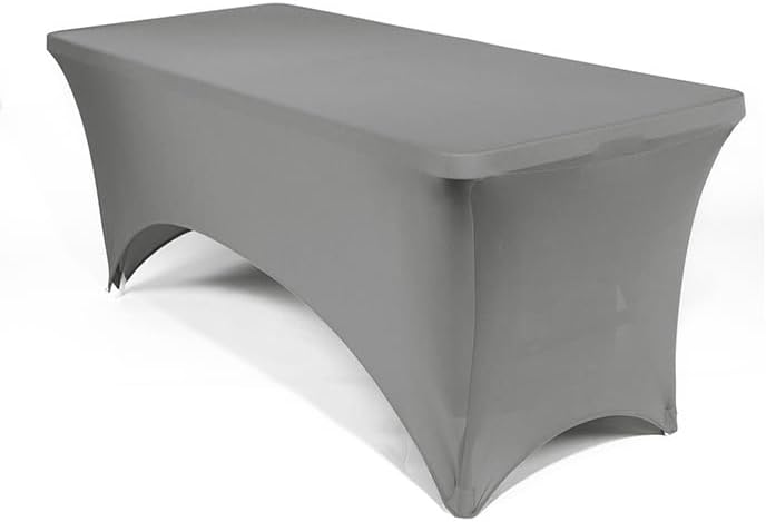 MDS® Pack of 2 Spandex Tablecloth 4FT Tight Fitted Stretch Table Cover – Washable Wrinkle-Free Reusable Elastic Patio Tablecloth for Wedding, Party, Banquet, Trade Show, Event Décor - Silver Grey by MDS