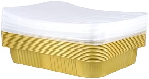 SINJEUN 15 Pack 14 x 10 Inch Gold Aluminum Foil Pans, Foil Baking Pans, Square Foil Pans with Lids for Cooking, Baking, BBQ, Meal Prep, Freezer & Microwave Safe - Image 6