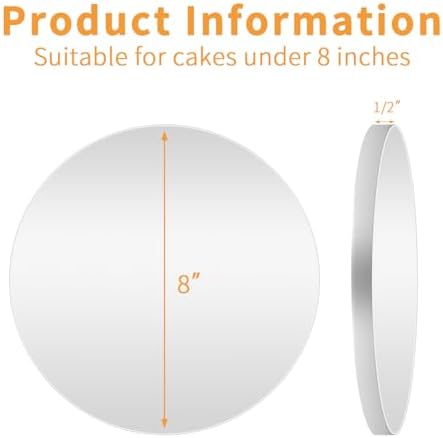 10pcs 8inch Round Cake Boards 1/2inch Thick, Pack of 10 - Sturdy Silver Cake Drums with Smooth Straight Edges, Waterproof & Oil-Proof for Baking, Cakes, Pizza, and Desserts (Sliver 8inch/10pcs) - Image 2