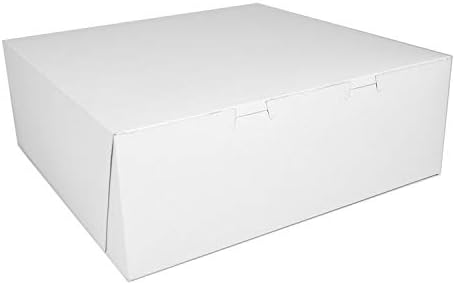 Southern Champion Tray 0991 Premium Clay Coated Kraft Paperboard White Non-Window Lock Corner Bakery Box, 14" Length x 14" Width x 5" Height (Case of 50) by SouthernChampionTray