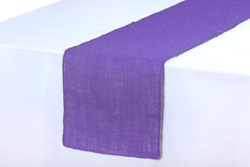 MDS® Pack of 12 Natural Burlap Table Runner, 12 x 108 Inch, Jute Rustic Farmhouse Boho Table Decor for Wedding Reception, Dining Table, Bridal Shower, Baby Shower & Party Decorations - Lavender - Image 3