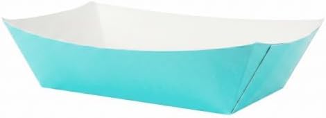 Restaurantware-Bio Tek 2 Pound Food Trays, 50 Disposable Paper Food Trays - Heavy-Duty, Greaseproof, Turquoise Paper Boats, For Snacks, Appetizers, Or Treats, Use At Parties Or Carnivals by Restaurantware