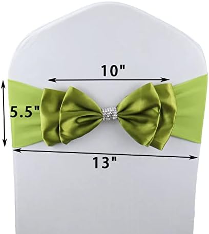 6 PCS Double Bows Stretch Chair Sashes, for Wedding Party Chair Cover Decoration, Spandex Stretch Chairs Bands (Pack of 6 Military Green) - Image 6