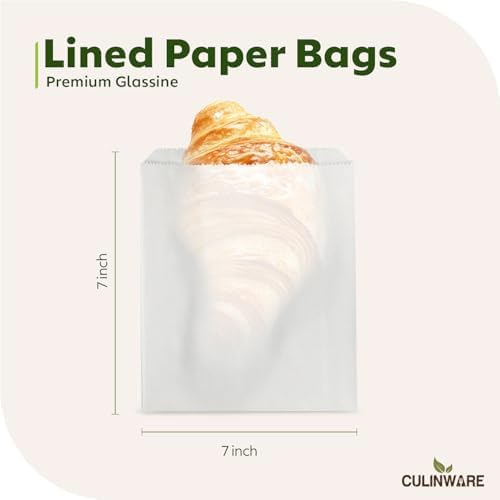 Culinware Paper Sandwich Bags, Glassine Lined Wax Paper Bag, 1000pcs, 6 x 7 x 0.75 – Food Grade Grease-Resistant Food Bags for Cookies, Pastries, Snacks, French Fries - Image 3