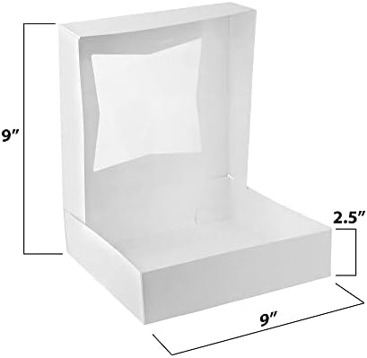 MT Products White Bakery Pie Boxes 9" x 9" x 2.5" - Auto Pop-Up Windowed Bakery Boxes (Pack of 15) - Made in the USA - Image 2