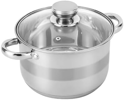 Stainless Steel Cooking Pot with Glass Lid Set of 3, Stock Pots with Measuring Scale, Cookware Pots, Stockpot Set, Casseroles, Induction Pot, 6.86 Qt, 8.66 Qt, 10.6 Qt - Image 2