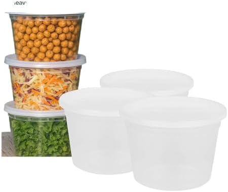 Reusable Plastic BPA-Free Food Storage Deli Container Leak‑Proof | 16oz, 50 set, Heavy Duty, Microwave, Freezer & Dishwasher Safe, Stackable by ProTakeOut