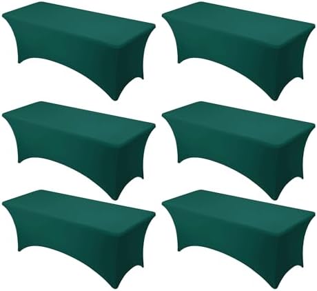 6-Pack Hunter Green Spandex Tablecloths for 8ft Rectangle Tables by DailySet