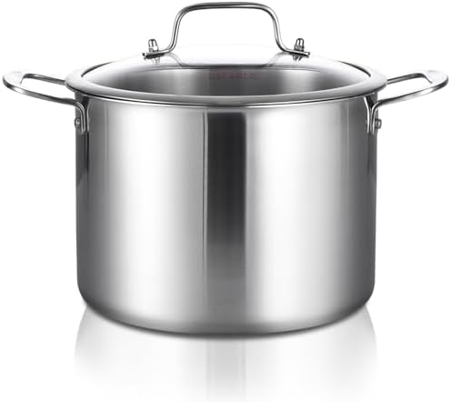 DELARLO Tri-ply Stainless Steel 12 Quart Heavy Duty Induction Stock Pot by DELARLOCOOKWARE