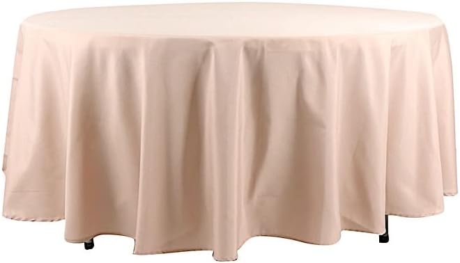 BalsaCircle 10 pcs 108 inch Nude Round Washable Polyester Easy-Care Tablecloth for Indoor and Outdoor Bridal Shower Wedding Table Buffet Table Parties Events Kitchen Dining by BalsaCircle