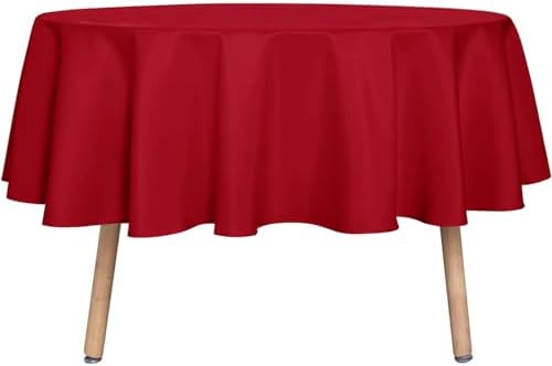 sancua Round Tablecloth 70 Inch Fits 20-58 Inch Tables, Christmas Red by sancua