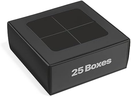 25 pcs Black Mini Cookie Boxes for 4 treats with Window and Dividers, Bakery Boxes, 6 x 6 x 2.4 Inches SMALL Baking Boxes, Square Cookies Box Decorating Supplies for Gift Giving by ModsyBaking